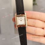 Swiss Replica Hermes Cape Cod Rose Gold Watches with Black Elongated Leather Strap